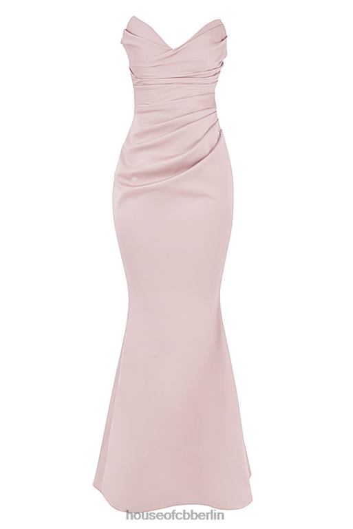 House of CB Trägerloses Kleid aus Satin in Fleur Blush Hochzeiten ZFD801146