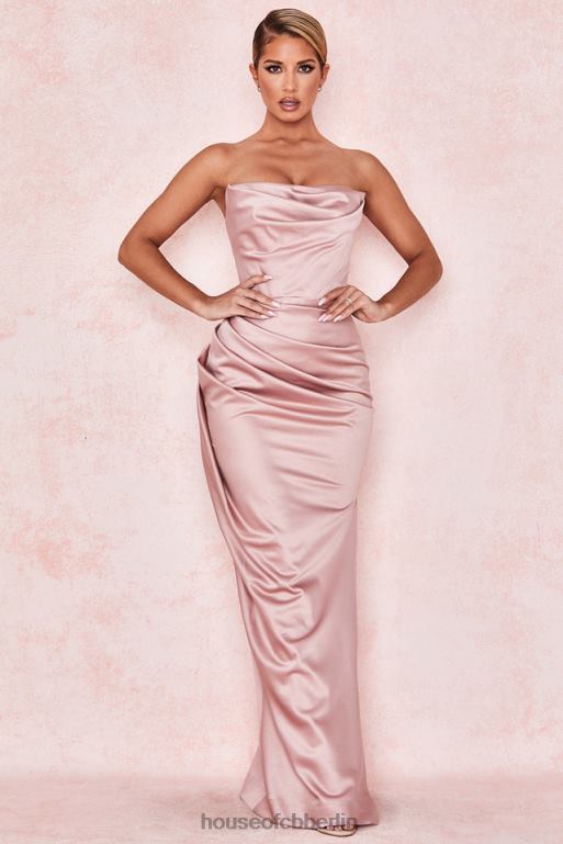 House of CB Trägerloses Kleid aus Satin von Adrienne Blush Kleidung ZFD80629