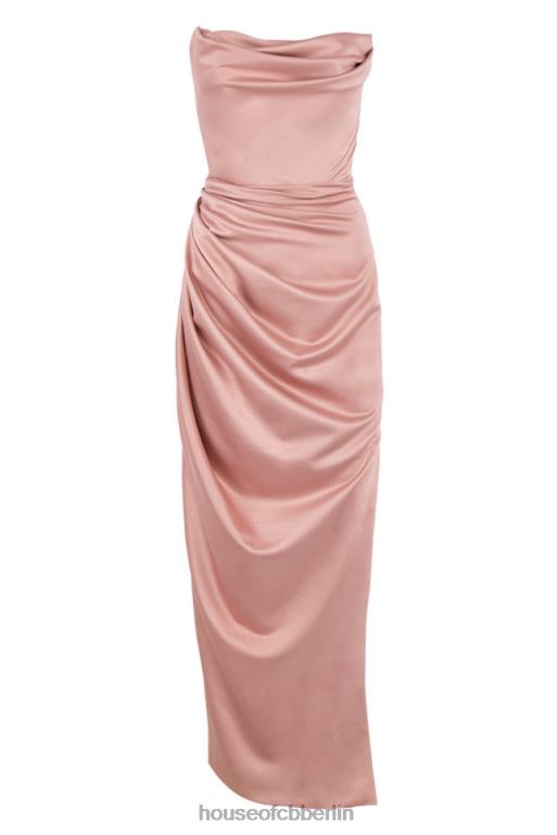 House of CB Trägerloses Kleid aus Satin von Adrienne Blush Kleidung ZFD80629