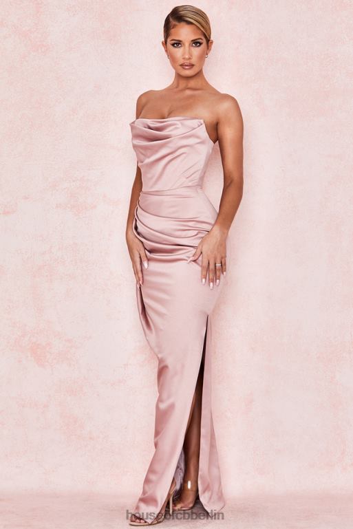 House of CB Trägerloses Kleid aus Satin von Adrienne Blush Kleidung ZFD80629