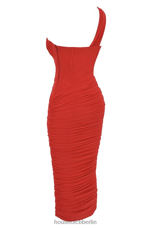 House of CB Valentina Scarlet asymmetrisches Midikleid mit Ausschnitten Kleidung ZFD80509