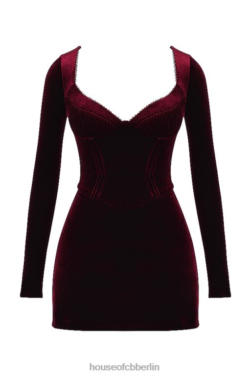 House of CB Veronica Black Cherry Minikleid mit Biesen Kleidung ZFD80309