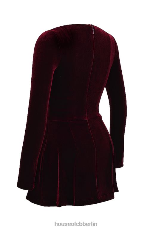 House of CB Veronica Black Cherry Minikleid mit Biesen Kleidung ZFD80309