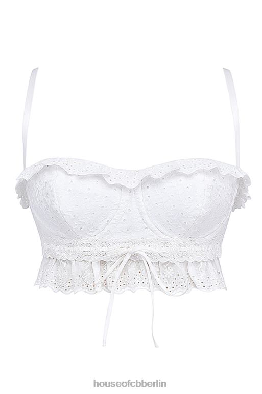 House of CB Weißes Bralette-Oberteil „Federica“ mit Broderie Anglais Kleidung ZFD80674