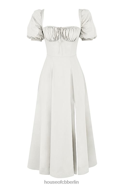 House of CB Weißes Midi-Sommerkleid mit Puffärmeln von Tallulah Kleidung ZFD80440