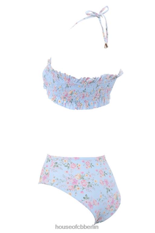 House of CB perdita blauer geraffter Bikini mit Blumenmuster Kleidung ZFD801246