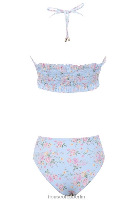 House of CB perdita blauer geraffter Bikini mit Blumenmuster Kleidung ZFD801246