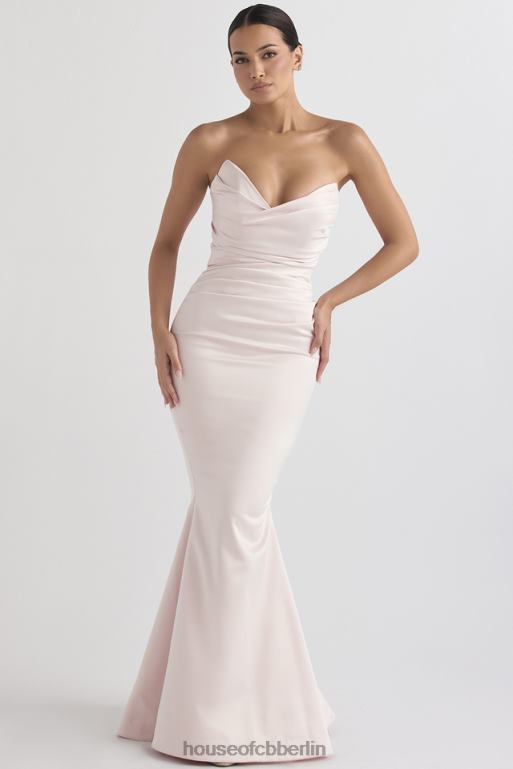 House of CB Trägerloses Kleid aus Satin in Fleur Blush Hochzeiten ZFD801146