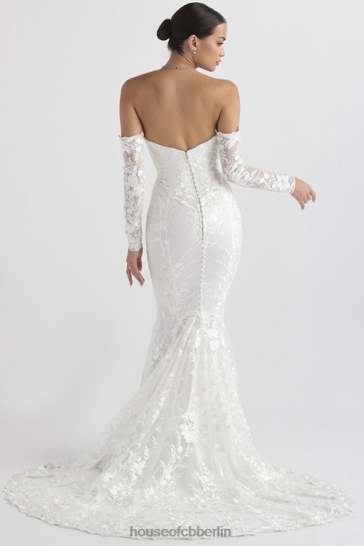 House of CB Isabelle weißes Spitzen-Brautkleid mit langen Ärmeln Hochzeiten ZFD801139