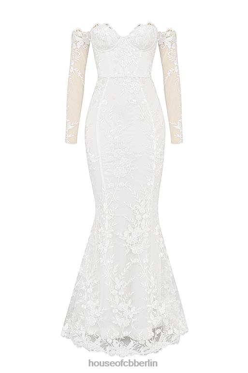 House of CB Isabelle weißes Spitzen-Brautkleid mit langen Ärmeln Hochzeiten ZFD801139