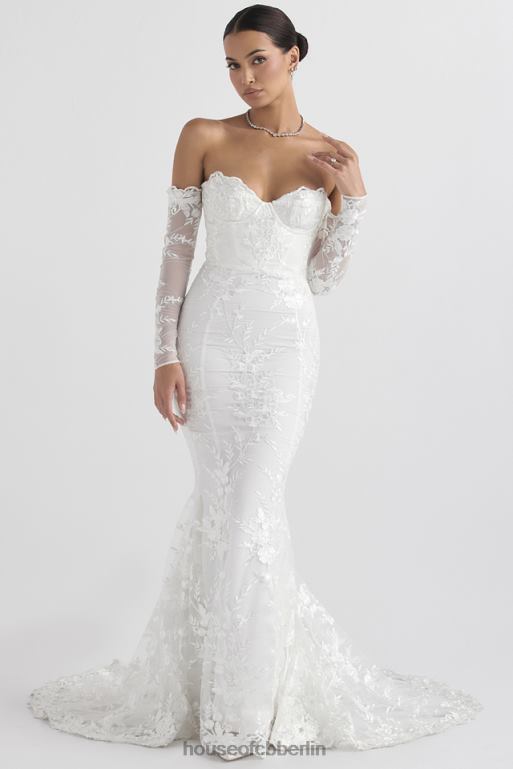 House of CB Isabelle weißes Spitzen-Brautkleid mit langen Ärmeln Hochzeiten ZFD801139