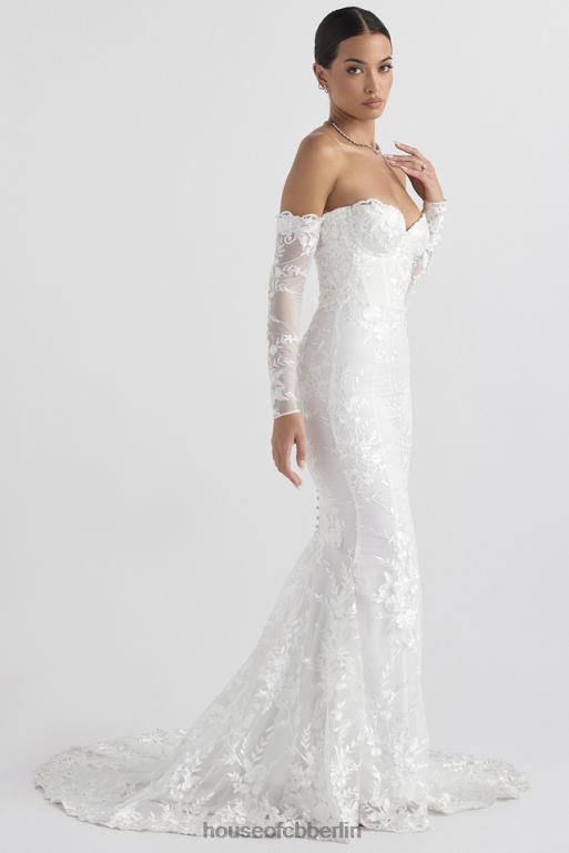 House of CB Isabelle weißes Spitzen-Brautkleid mit langen Ärmeln Hochzeiten ZFD801139