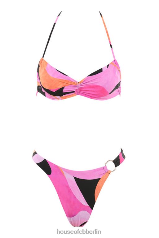 House of CB Cala Pink Schwarzer Neckholder-Bikini Kleidung ZFD801242