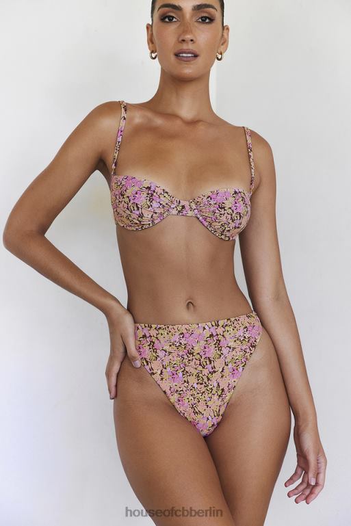 House of CB Mykonos-Bikinihose mit hohem Bund und Blumenmuster in Olivgrün Kleidung ZFD801233