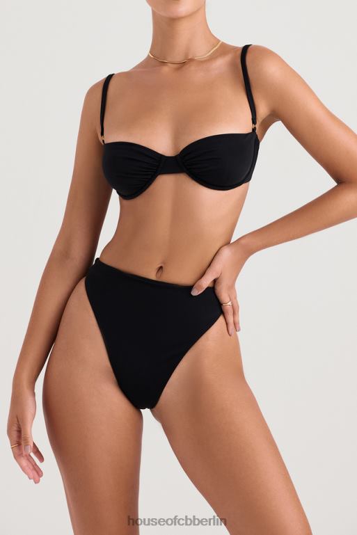 House of CB Schwarzes Mykonos-Bikiniunterteil mit hoher Taille Kleidung ZFD801234