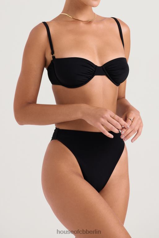 House of CB Schwarzes Mykonos-Bikiniunterteil mit hoher Taille Kleidung ZFD801234