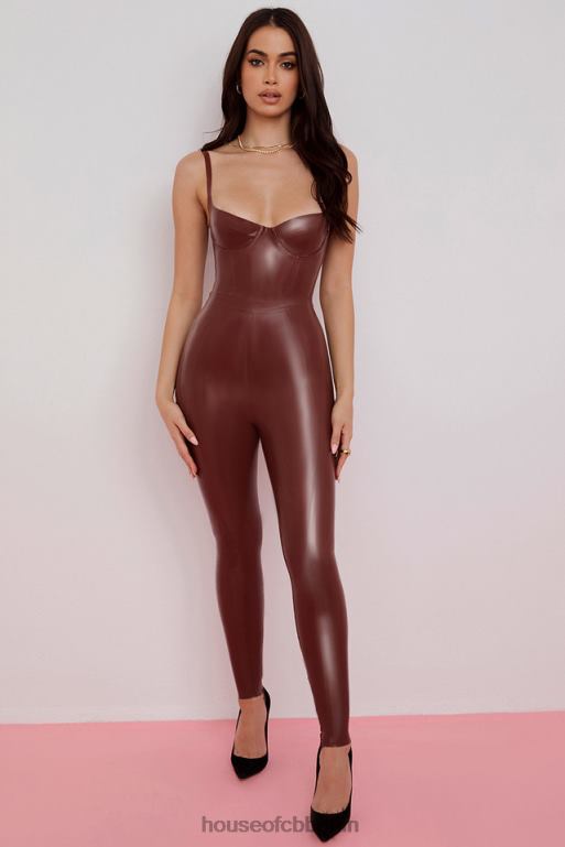 House of CB Lia Cocoa Latex-Leggings mit hoher Taille Kleidung ZFD80969