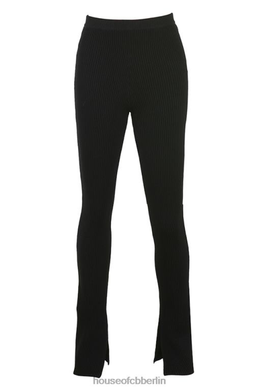 House of CB Mitzi schwarze Rippstrick-Leggings Kleidung ZFD80876