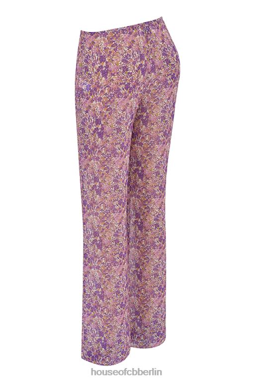 House of CB Keala-Hose mit violetten Blumenausschnitten Kleidung ZFD80929