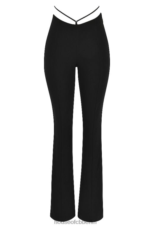 House of CB Layla schwarze Hose mit V-Vorderteil Kleidung ZFD80928