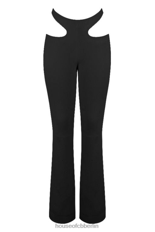 House of CB Osaka schwarze Crêpe-Hose mit Ausschnitten Kleidung ZFD80961