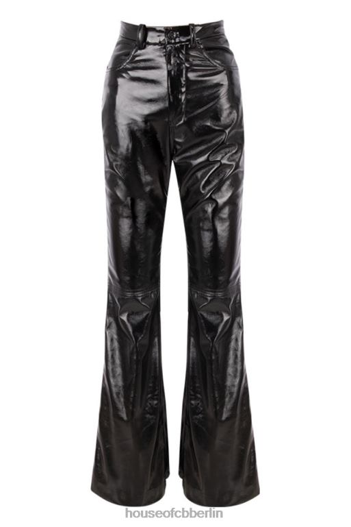 House of CB Schwarze Saffy-Hose aus veganem Leder mit hoher Taille Kleidung ZFD801012