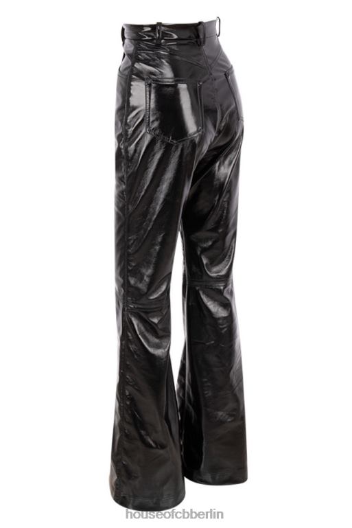 House of CB Schwarze Saffy-Hose aus veganem Leder mit hoher Taille Kleidung ZFD801012