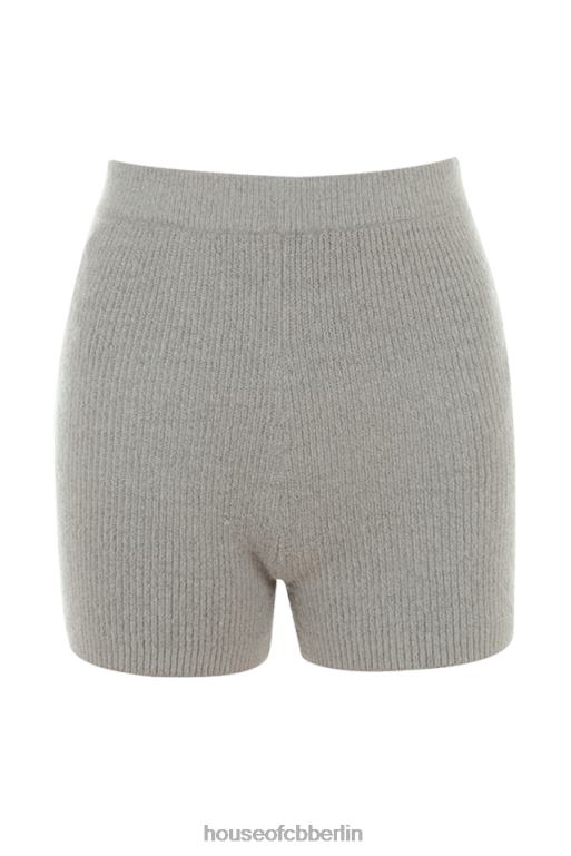 House of CB Geerdete graue Strickshorts mit hoher Taille Kleidung ZFD80950