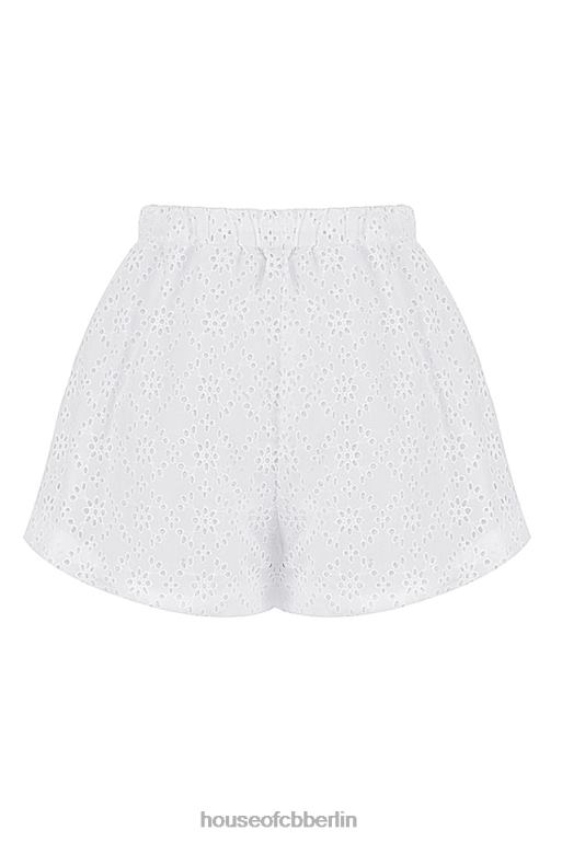 House of CB Mae weiße Broderie-Anglaise-Shorts Kleidung ZFD80914