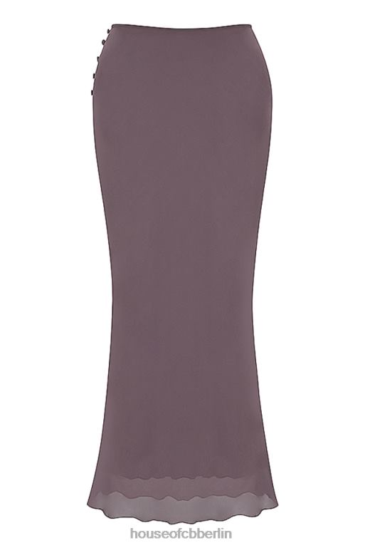 House of CB Dyana Dark Mauve Maxirock mit schrägem Schnitt Kleidung ZFD80904