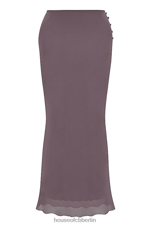 House of CB Dyana Dark Mauve Maxirock mit schrägem Schnitt Kleidung ZFD80904