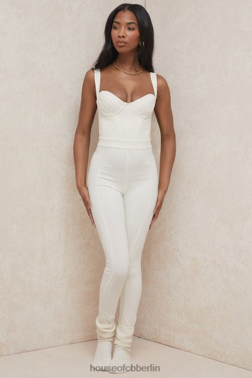 House of CB Mallen Flüsterweißer Stretch-Jersey-Jumpsuit Kleidung ZFD801058