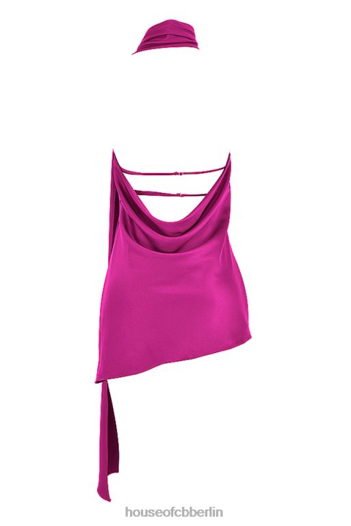 House of CB Aida-Kleid in Pink mit asymmetrischem Wickelausschnitt Kleidung ZFD80320