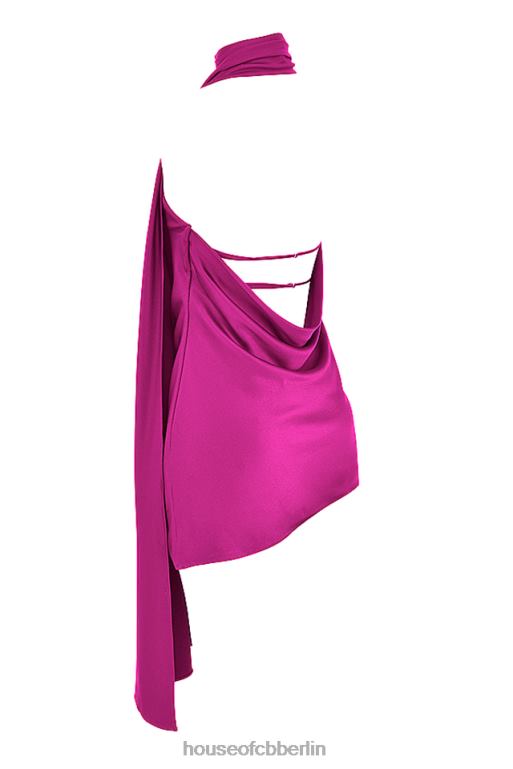 House of CB Aida-Kleid in Pink mit asymmetrischem Wickelausschnitt Kleidung ZFD80320