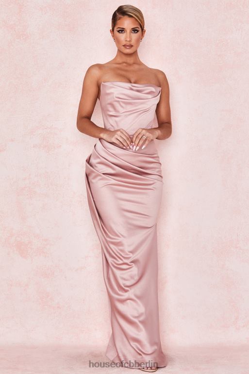 House of CB Trägerloses Kleid aus Satin von Adrienne Blush Kleidung ZFD80629