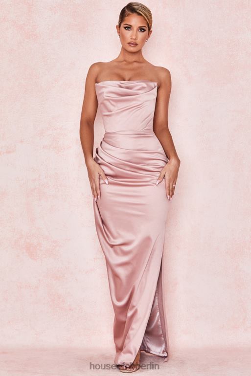 House of CB Trägerloses Kleid aus Satin von Adrienne Blush Kleidung ZFD80629