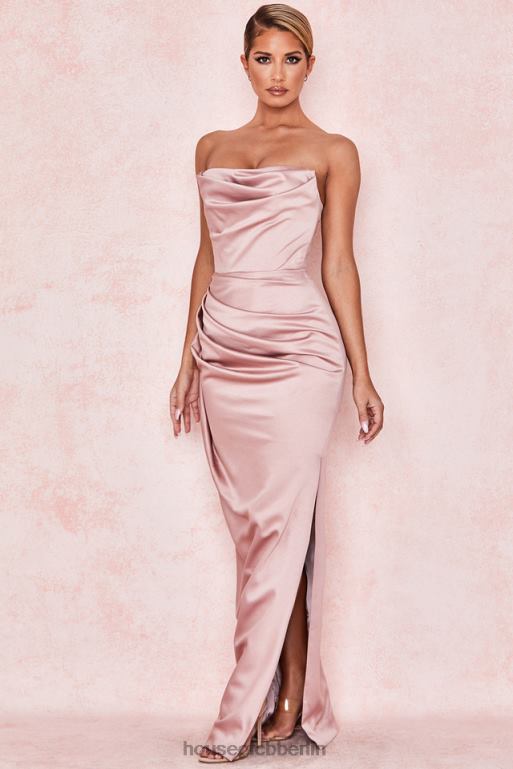 House of CB Trägerloses Kleid aus Satin von Adrienne Blush Kleidung ZFD80629