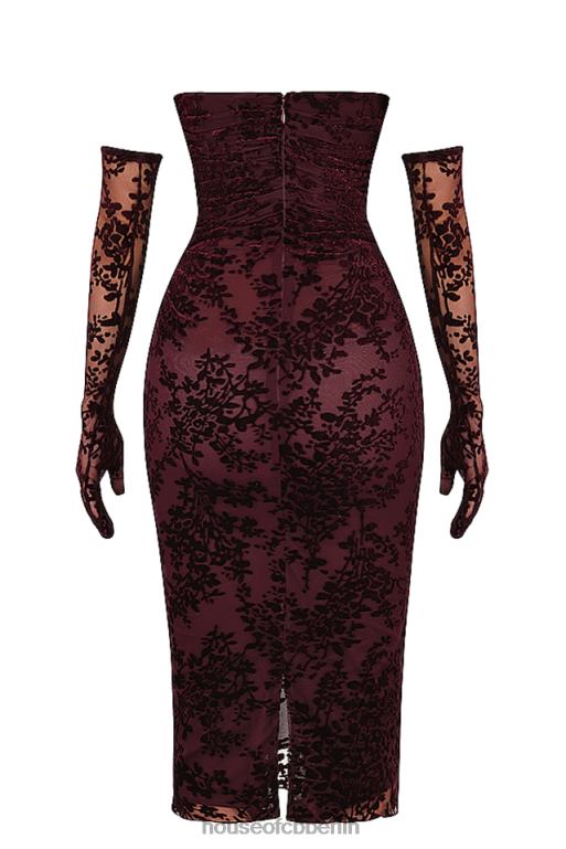 House of CB Isadora Black Cherry Devore Korsettkleid Kleidung ZFD80351