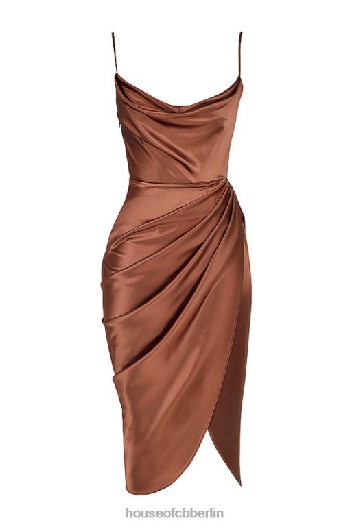 House of CB Reva-Balkonkorsettkleid aus Toffee-Satin Kleidung ZFD80535