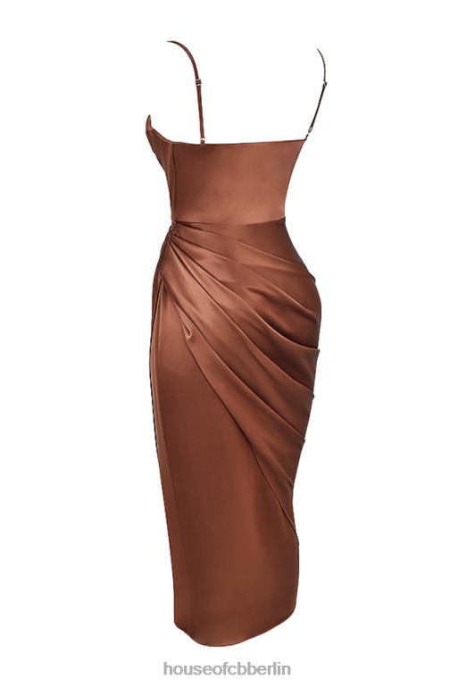 House of CB Reva-Balkonkorsettkleid aus Toffee-Satin Kleidung ZFD80535