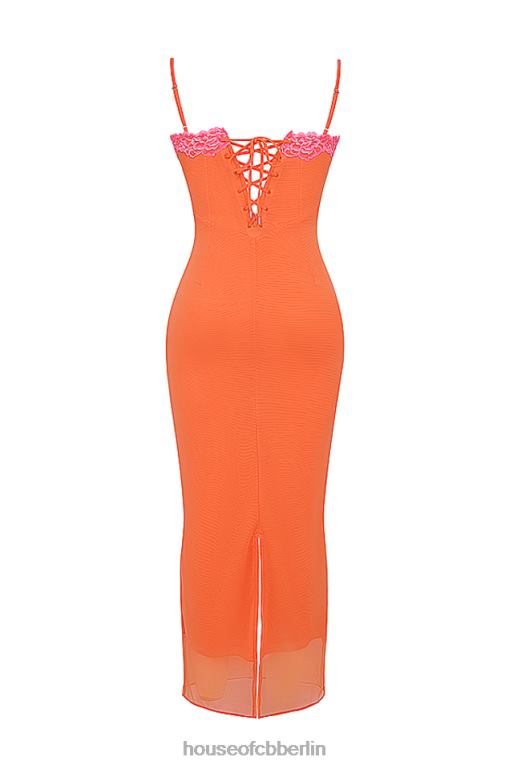 House of CB Aiza Flame Orange Maxikleid Kleidung ZFD80192