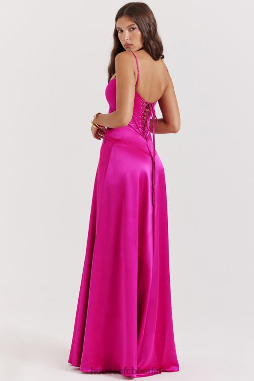 House of CB Anabella Fuchsia Maxikleid mit Schnürung Kleidung ZFD80199