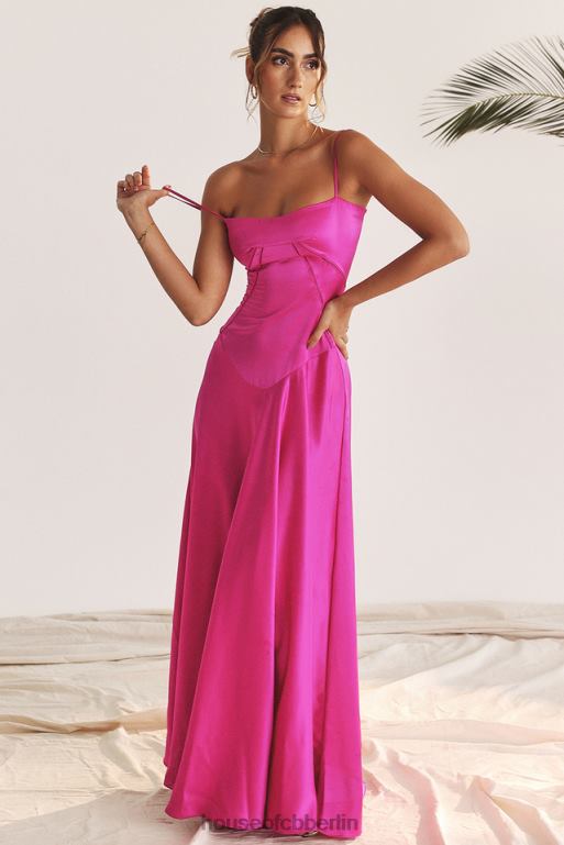 House of CB Anabella Fuchsia Maxikleid mit Schnürung Kleidung ZFD80199