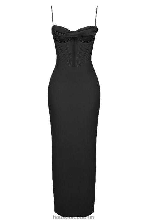 House of CB Charmaine schwarzes Korsett-Maxikleid Kleidung ZFD80474