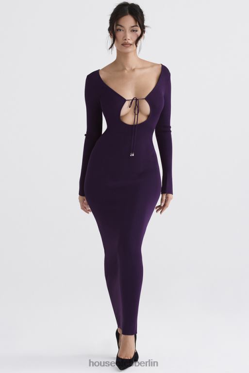 House of CB Keana Grape Maxikleid aus Rippstrick Kleidung ZFD80318