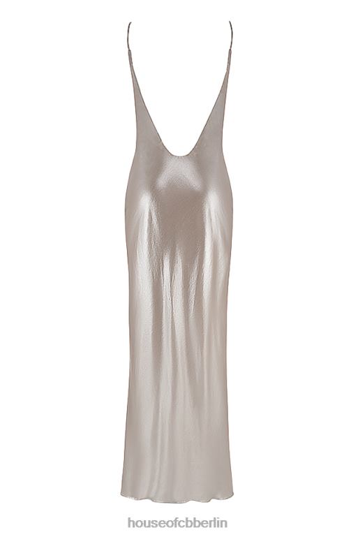 House of CB Leia Champagner-schimmerndes Maxikleid mit tiefem Rückenausschnitt Kleidung ZFD80375