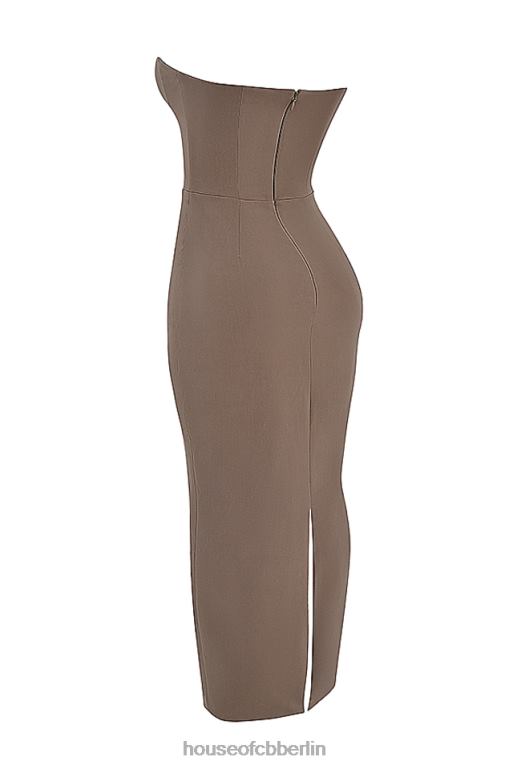 House of CB Lucia Taupe trägerloses Korsett-Maxikleid Kleidung ZFD80167