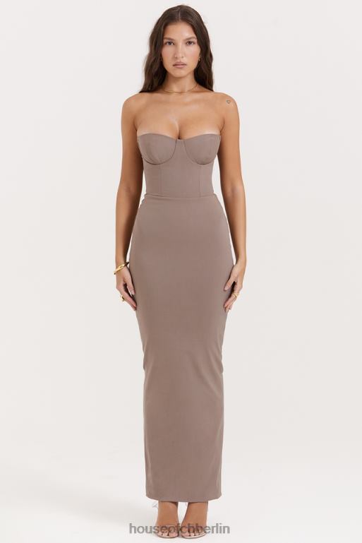 House of CB Lucia Taupe trägerloses Korsett-Maxikleid Kleidung ZFD80167