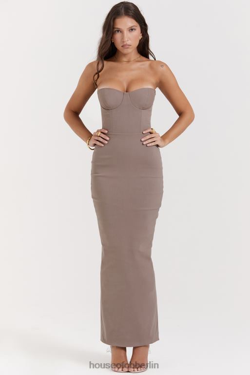 House of CB Lucia Taupe trägerloses Korsett-Maxikleid Kleidung ZFD80167