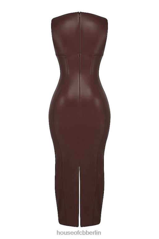 House of CB Sahara-Cacao-Maxikleid aus veganem Leder Kleidung ZFD80122